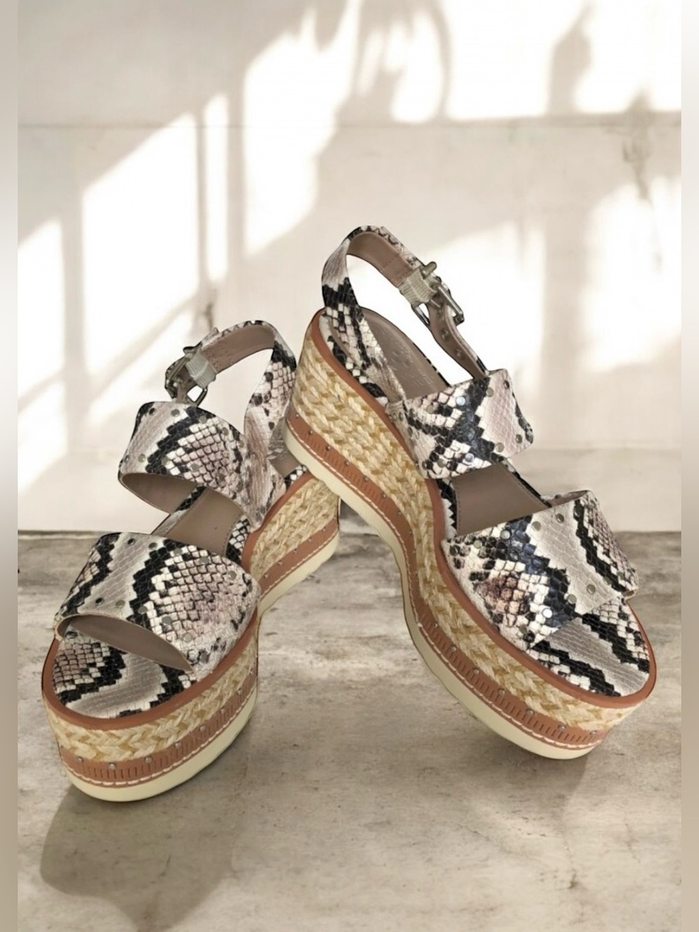 Vince Camuto Marsa Sandals Snakeskin Leather Platform
